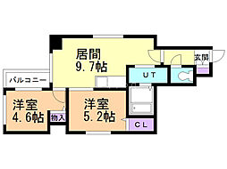 ミ・ピアーチェ環状通り 2LDKの間取図画像