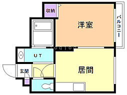 グラシアN37 1LDKの間取図画像