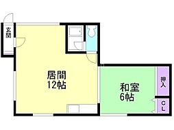 コーポ金沢 1LDKの間取図画像