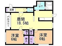 ティノラス壱番館 2LDKの間取図画像