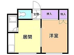 サニープレイス北21A 1DKの間取図画像