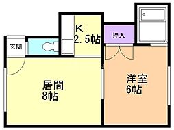 グランドール田辺 1LDKの間取図画像
