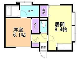 グランドール元町 1LDKの間取図画像