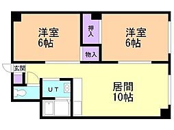 エリザベート北31-2 2LDKの間取図画像
