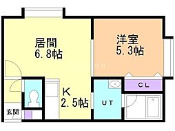 ブリリアント元町 1LDKの間取図画像