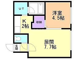 サンテモンターニュ 1LDKの間取図画像