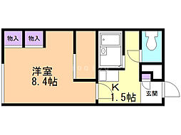 レオパレスエレメント18 1Kの間取図画像