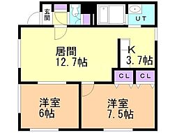 ソルトバレー 2LDKの間取図画像