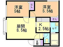 オリエンス11-B 2LDKの間取図画像