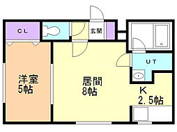 ガーデンコート壱番館 1LDKの間取図画像