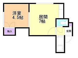 ウイングN15 1DKの間取図画像