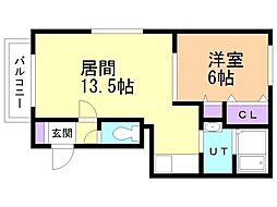 ボナールN18 1LDKの間取図画像