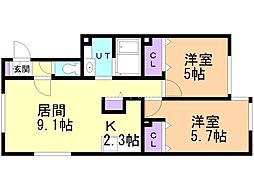 メゾン北37 2LDKの間取図画像