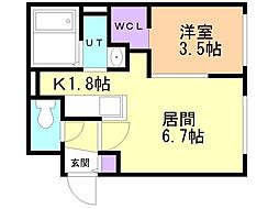 札幌市東区北三十三条東12丁目マンション 1LDKの間取図画像