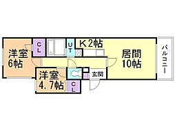 E-STELLA 2LDKの間取図画像
