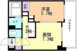 ルラシオン北7条 1LDKの間取図画像