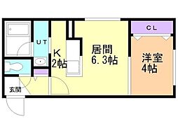 札幌市東区北二十五条東16丁目マンション 1LDKの間取図画像