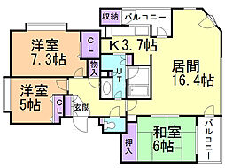 ラピスガーデン北13条 3LDKの間取図画像