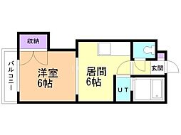 メゾン光星 1DKの間取図画像
