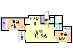 Lichtrare環状通東 2LDKの間取図画像