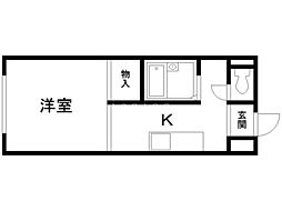 スターハイム北12条 1Kの間取図画像