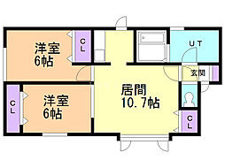 パークサイドセトル1 2LDKの間取図画像
