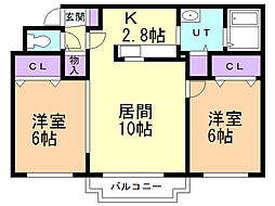アルカディア 2LDKの間取図画像