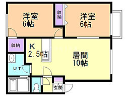 ボヌール元町 2LDKの間取図画像