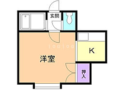 フロスティ東苗穂A 1Kの間取図画像