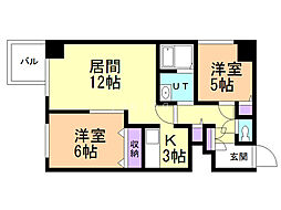 リエタメンテN16 2LDKの間取図画像