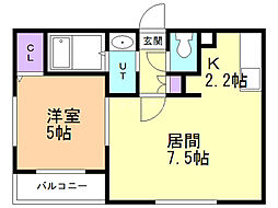 プレミアシティ元町 1LDKの間取図画像