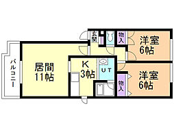 デュクラージュ 2LDKの間取図画像