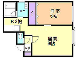 セブン37 1LDKの間取図画像