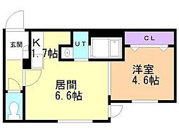 ウィン栄町 1LDKの間取図画像
