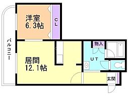 クレセール41 1LDKの間取図画像