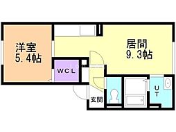 ドリームN27 1LDKの間取図画像