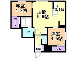 札幌市東区北十六条東10丁目マンション 2LDKの間取図画像