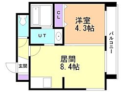 プライム・アーバン北11条 1LDKの間取図画像