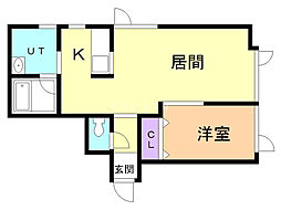 ウイングリバー 1LDKの間取図画像
