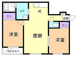 メゾンクー・ドゥ・クール 2LDKの間取図画像