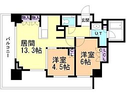 札幌市営南北線 さっぽろ駅 徒歩2分の賃貸マンション 15階2LDKの間取り