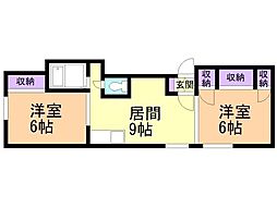 サンウエスト 3階2LDKの間取り