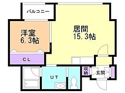 プレミアムガーデン北円山 8階1LDKの間取り
