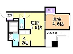 クレエル大通 8階1LDKの間取り