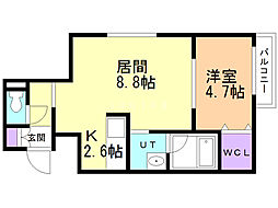 ラフォルテ桑園 4階1LDKの間取り