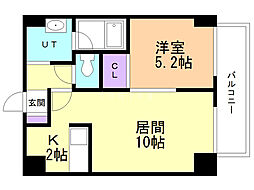 アヴェニュ近美前 5階1LDKの間取り