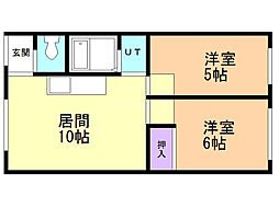 レジデンス北16条 1階2LDKの間取り