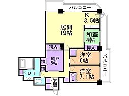 知事公館前タワーレジデンス 20階3SLDKの間取り