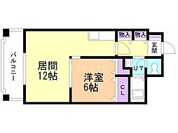 セゾンドブランシェ南3条 5階1LDKの間取り