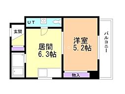 北旺館117 501 5階1DKの間取り